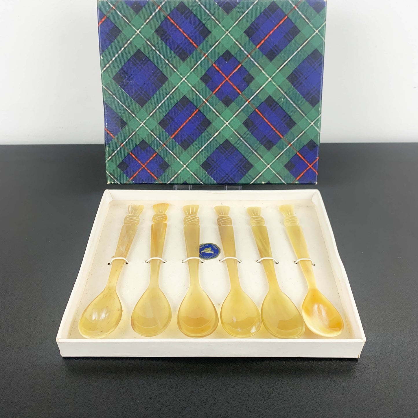 Genuine Horn Egg Spoons: Boxed Set of 6