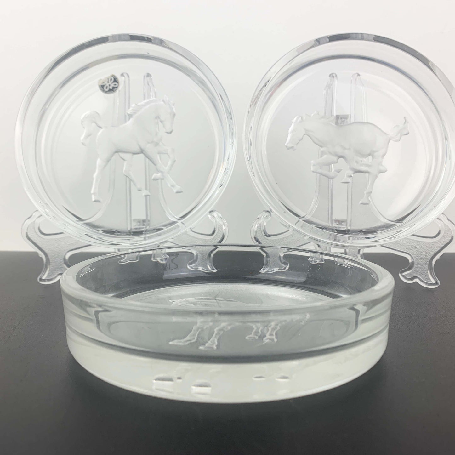 Hoya Crystal Horse reverse etched glass bottle coaster