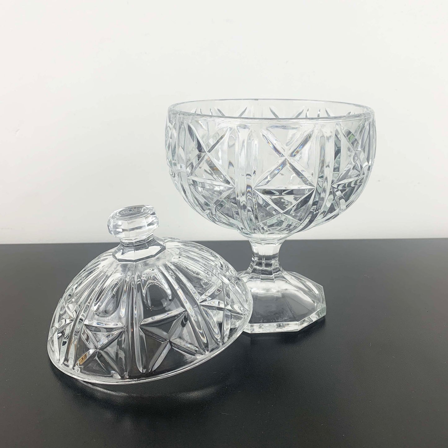 Italian Lidded Cut Glass Candy Jar
