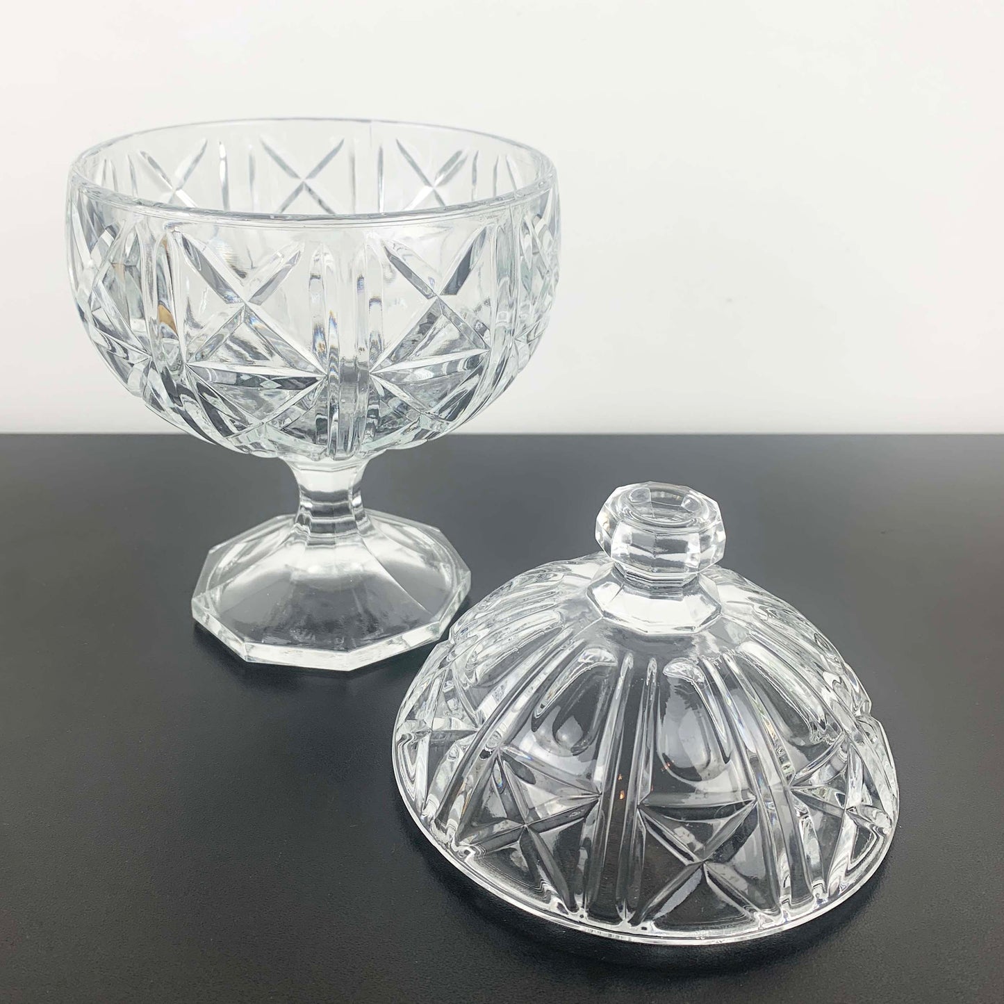 Italian Lidded Cut Glass Candy Jar