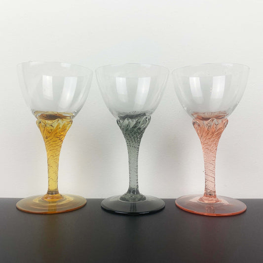 Italian Coloured Crystal Liqueur Glass Set
