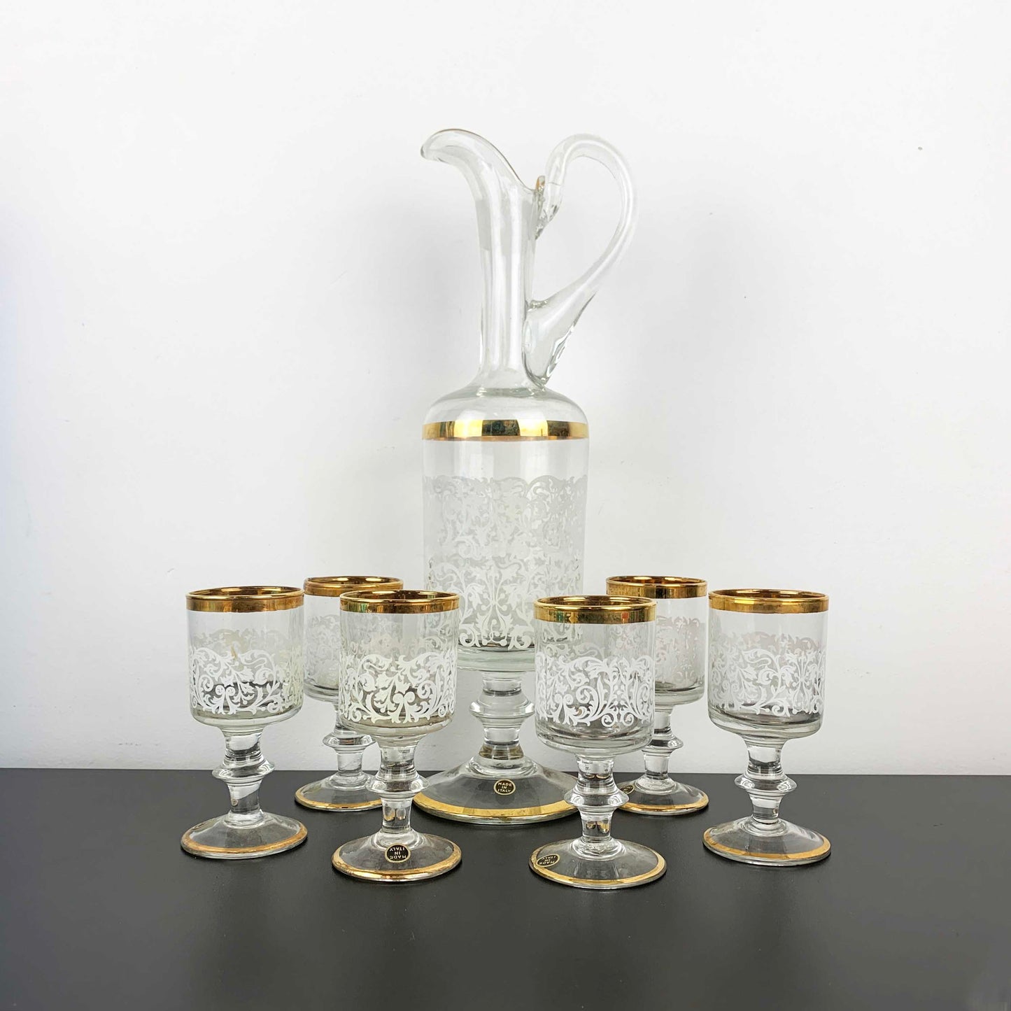 Italian Ewer Style Aperitif and Liqueur Set: 7 Piece