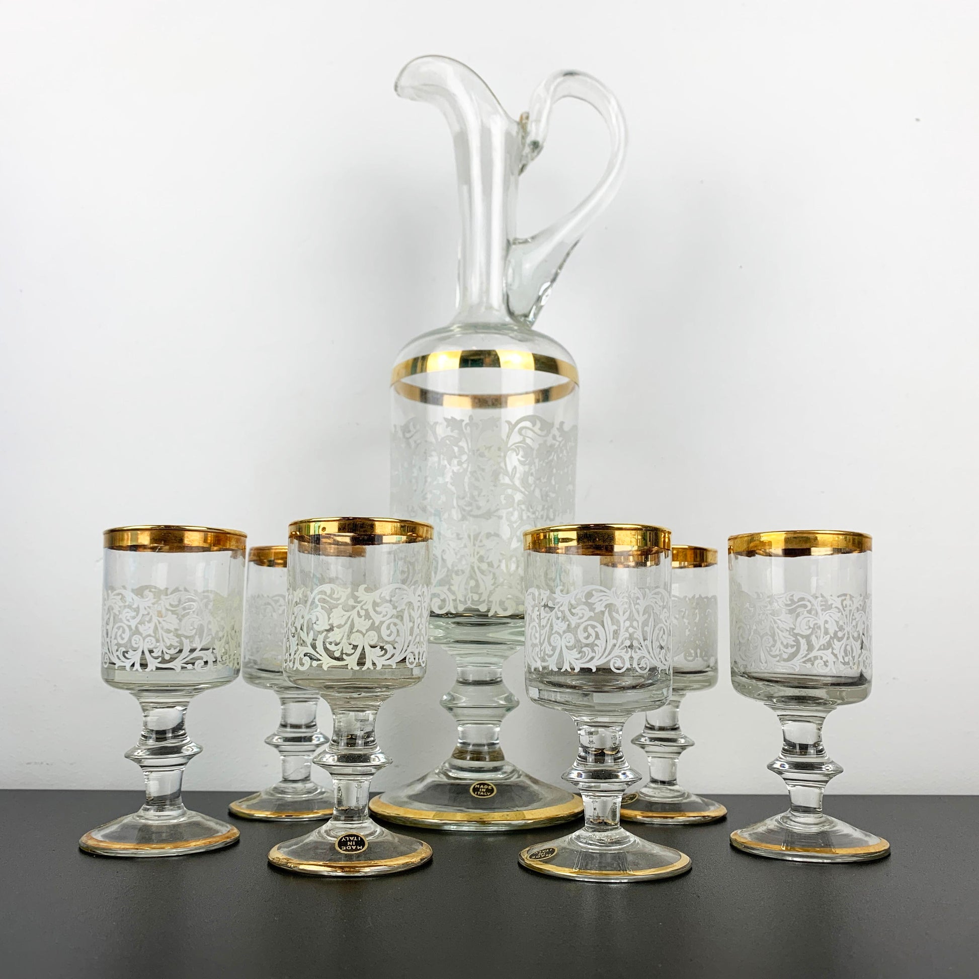 Italian Ewer Style Aperitif and Liqueur Set: 7 Piece