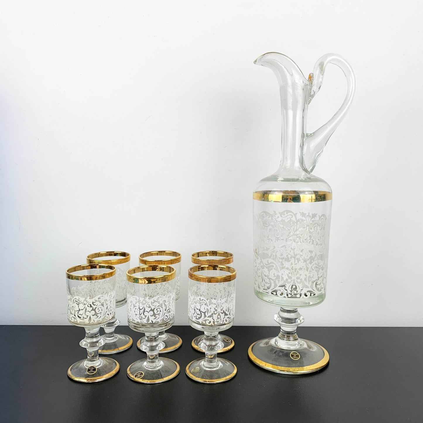 Italian Ewer Style Aperitif and Liqueur Set: 7 Piece