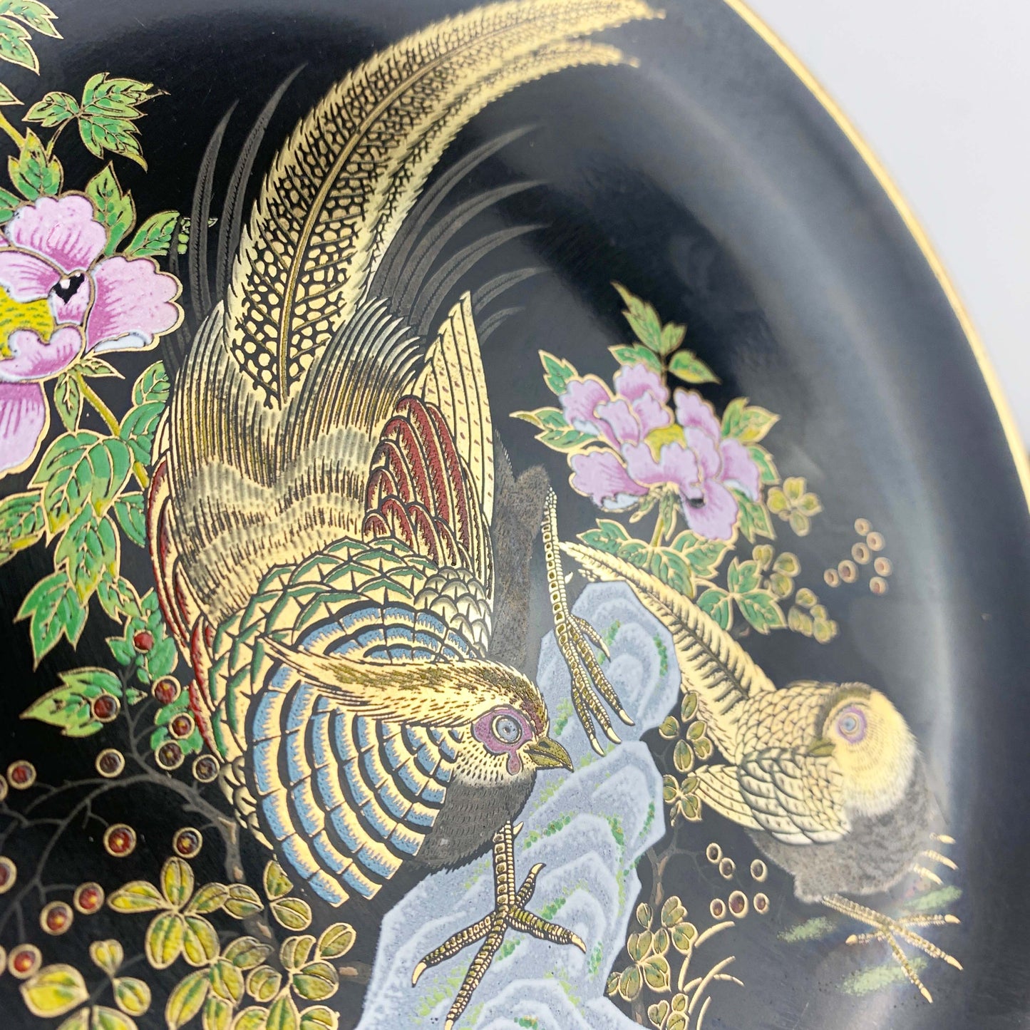 Temmoku Japan Decorative Pheasant Plate