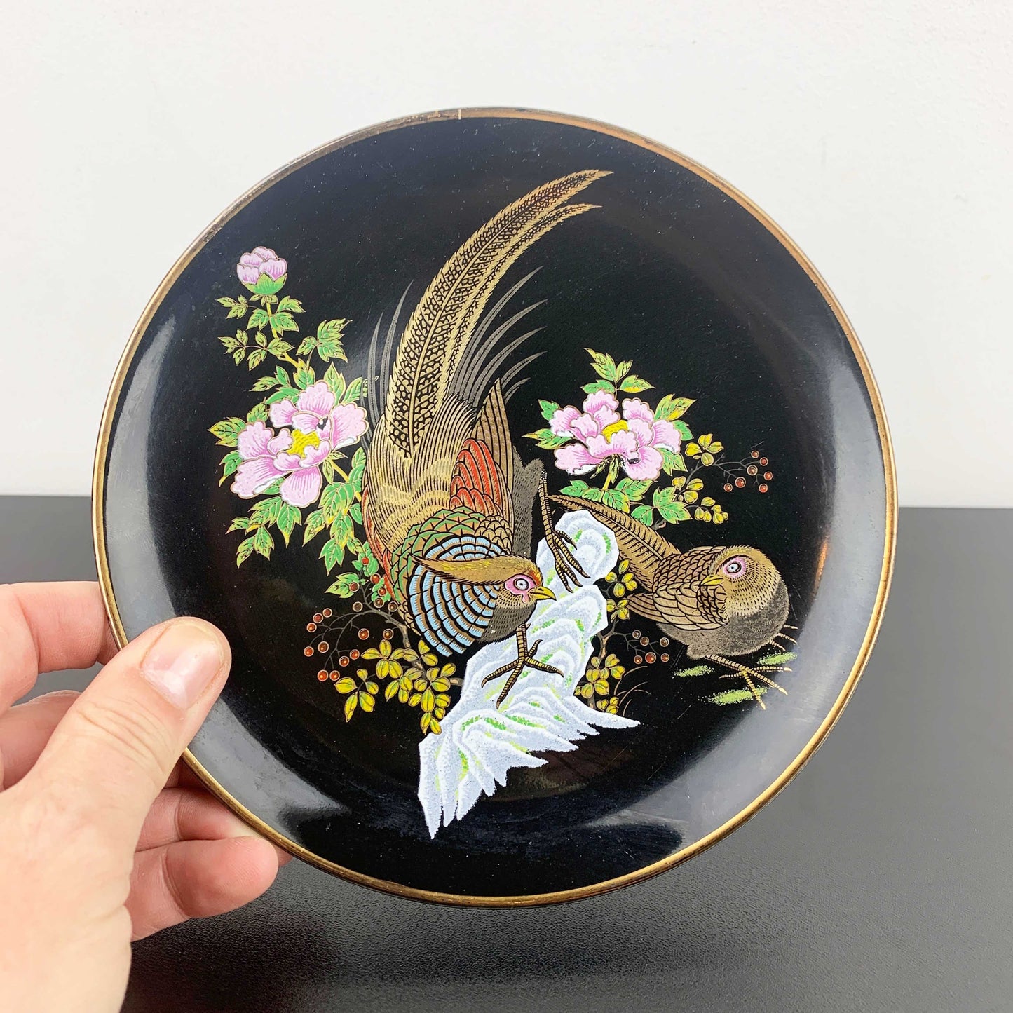 Temmoku Japan Decorative Pheasant Plate