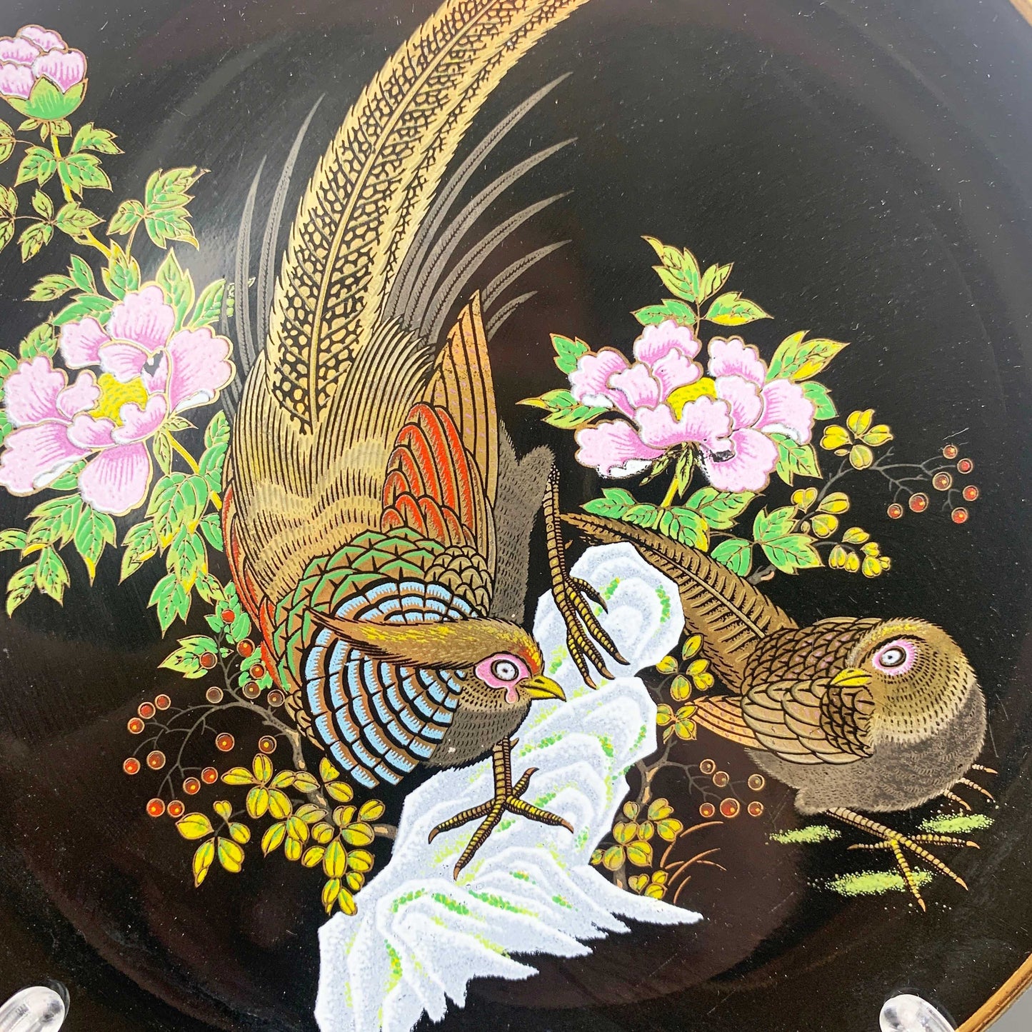 Temmoku Japan Decorative Pheasant Plate