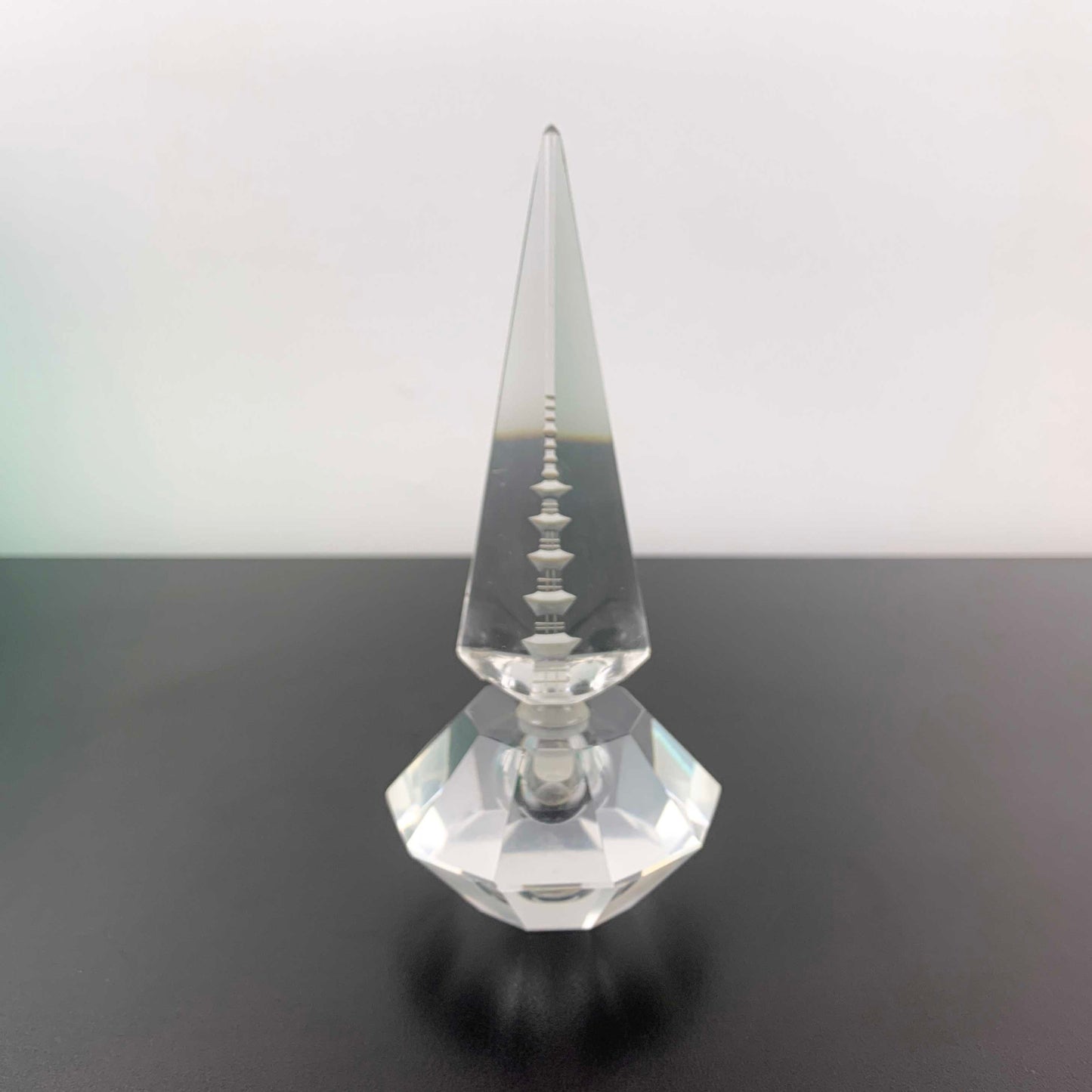 Japanese Crystal Perfume Bottles with Pagoda Stopper
