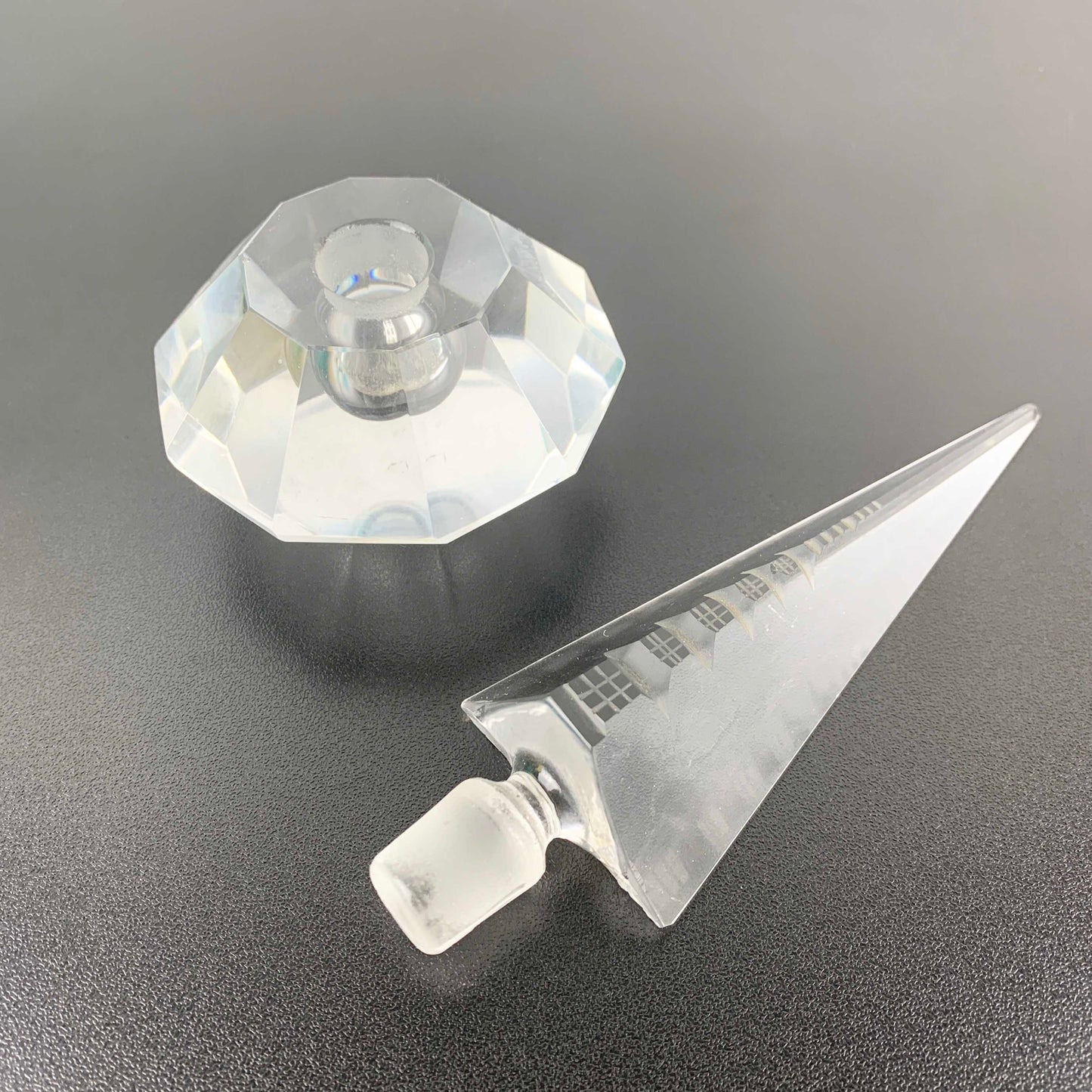 Japanese Crystal Perfume Bottles with Pagoda Stopper