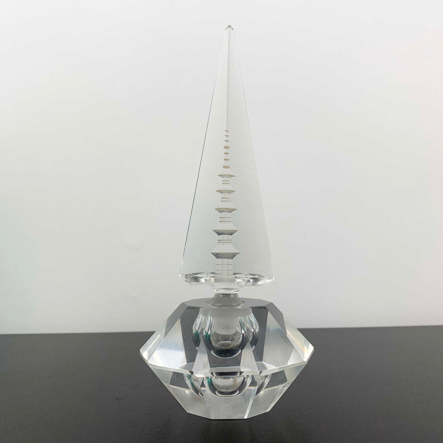Japanese Crystal Perfume Bottles with Pagoda Stopper