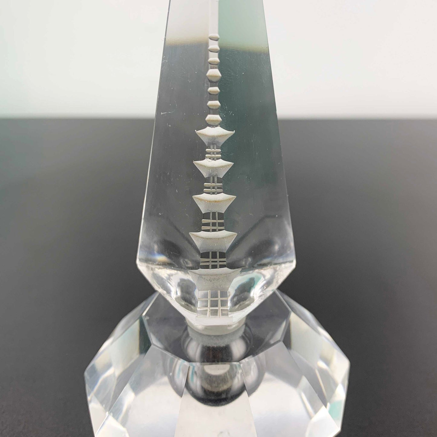Japanese Crystal Perfume Bottles with Pagoda Stopper