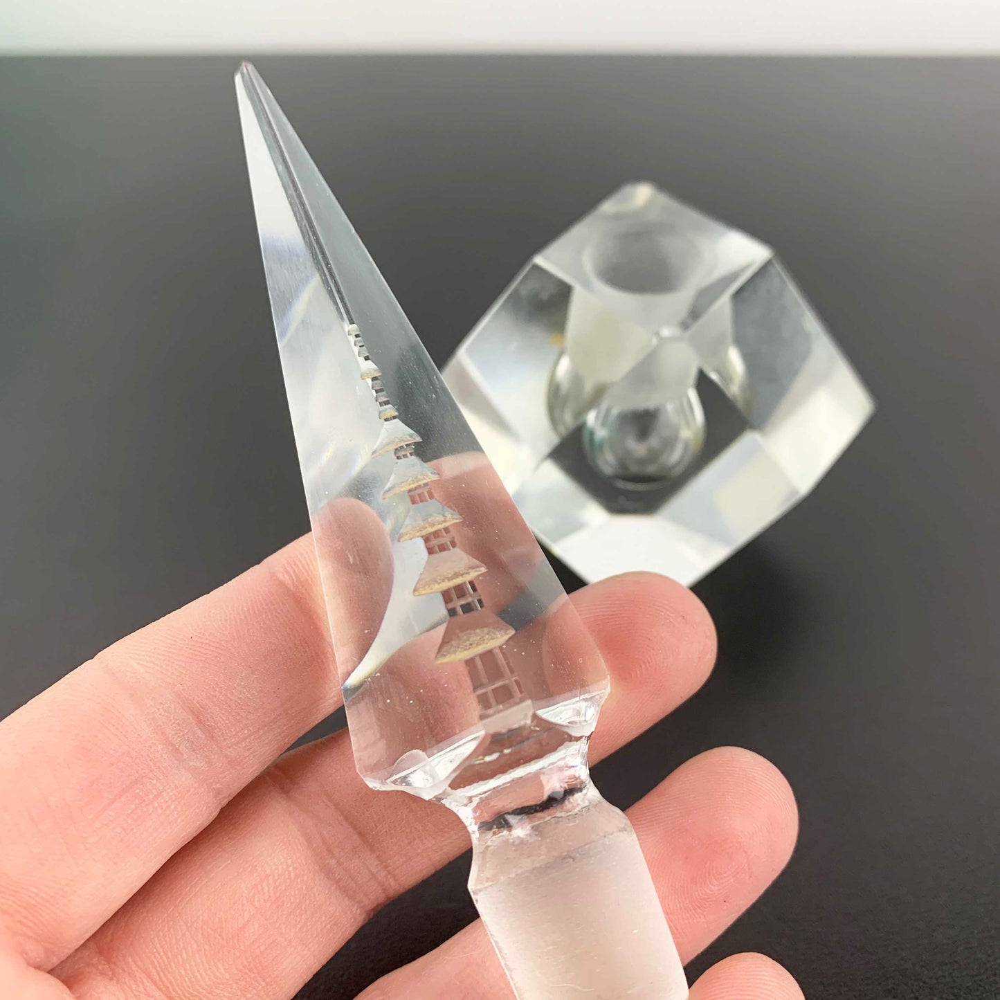 Japanese Crystal Perfume Bottle with Pagoda Stopper