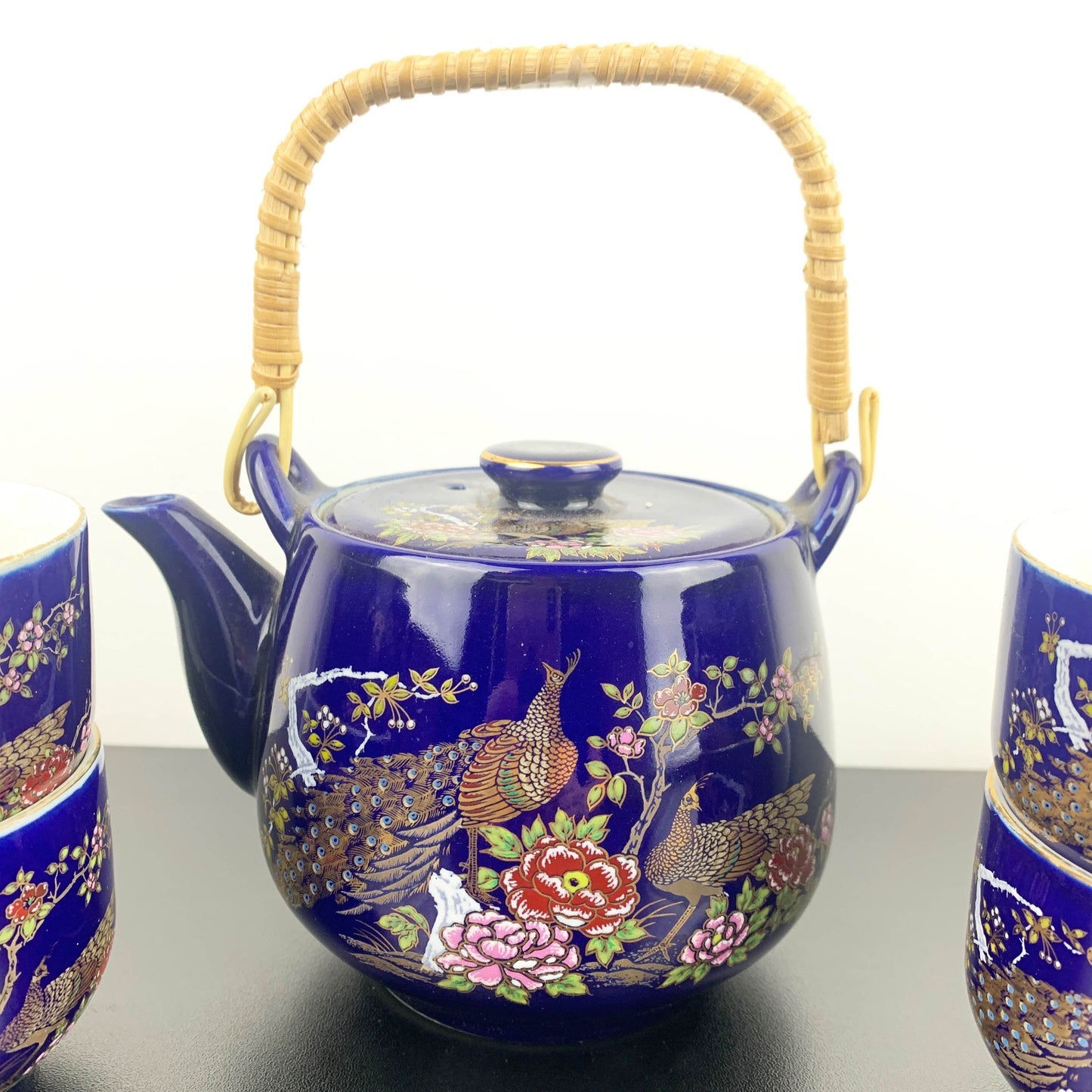 Japanese Blue Peacock Tea Set