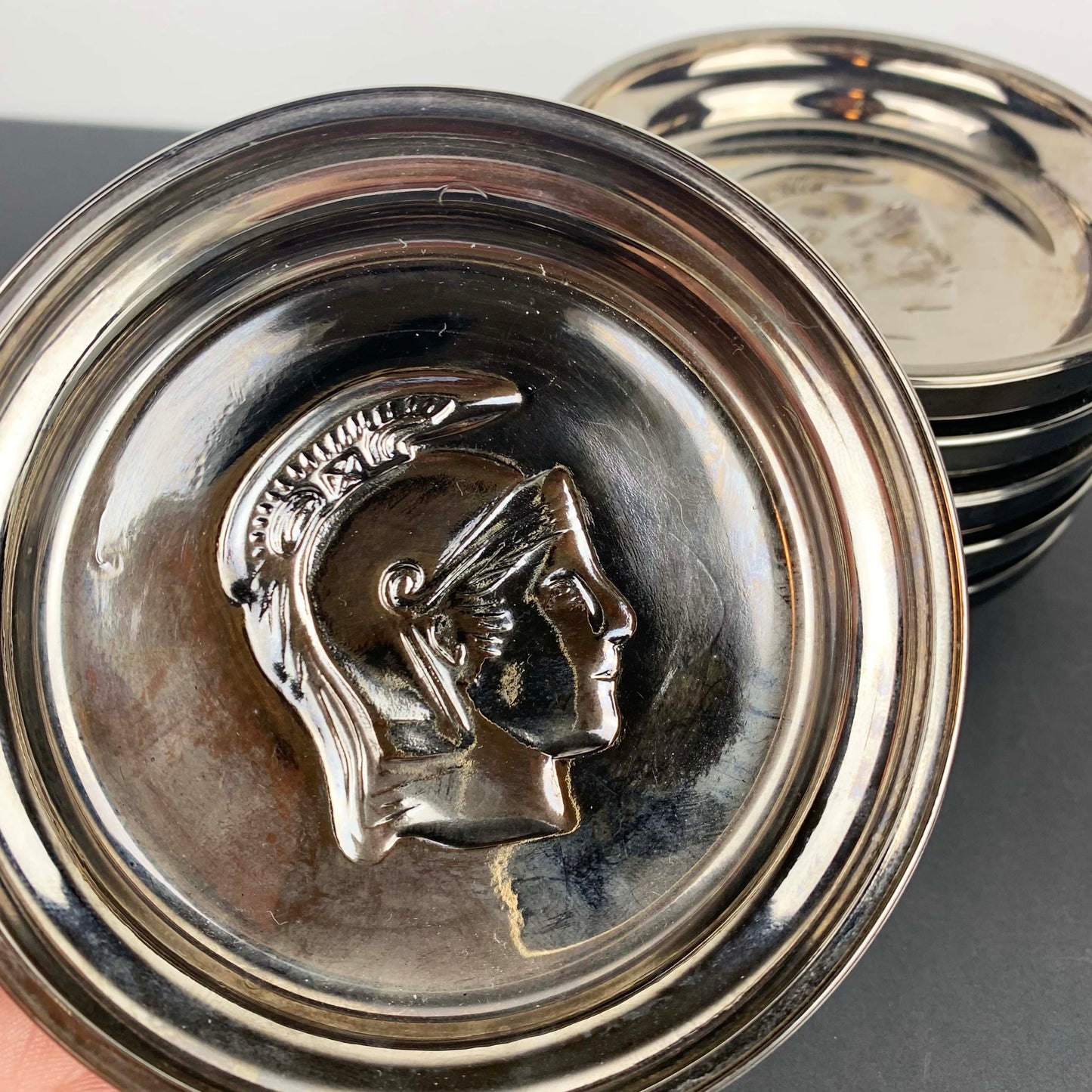 Mercury Glass Roman Coaster Set