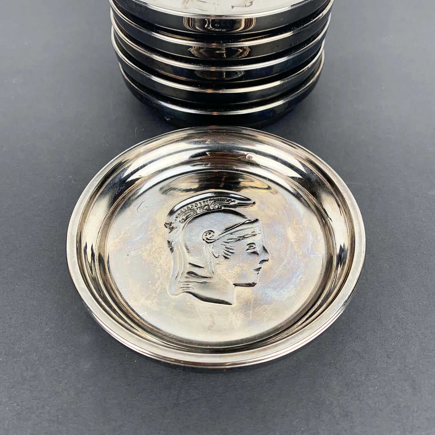 Mercury Glass Roman Coaster Set