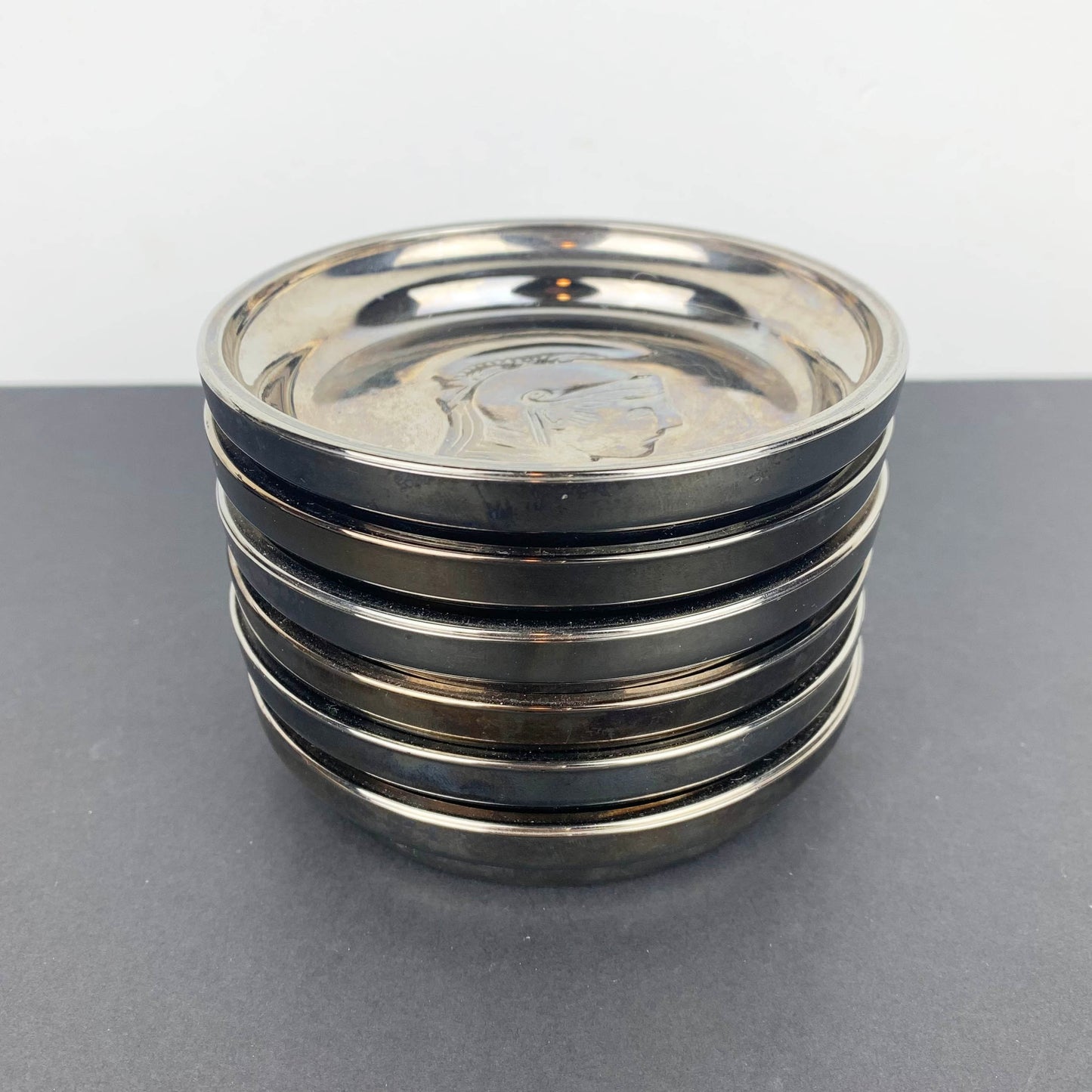 Mercury Glass Roman Coaster Set