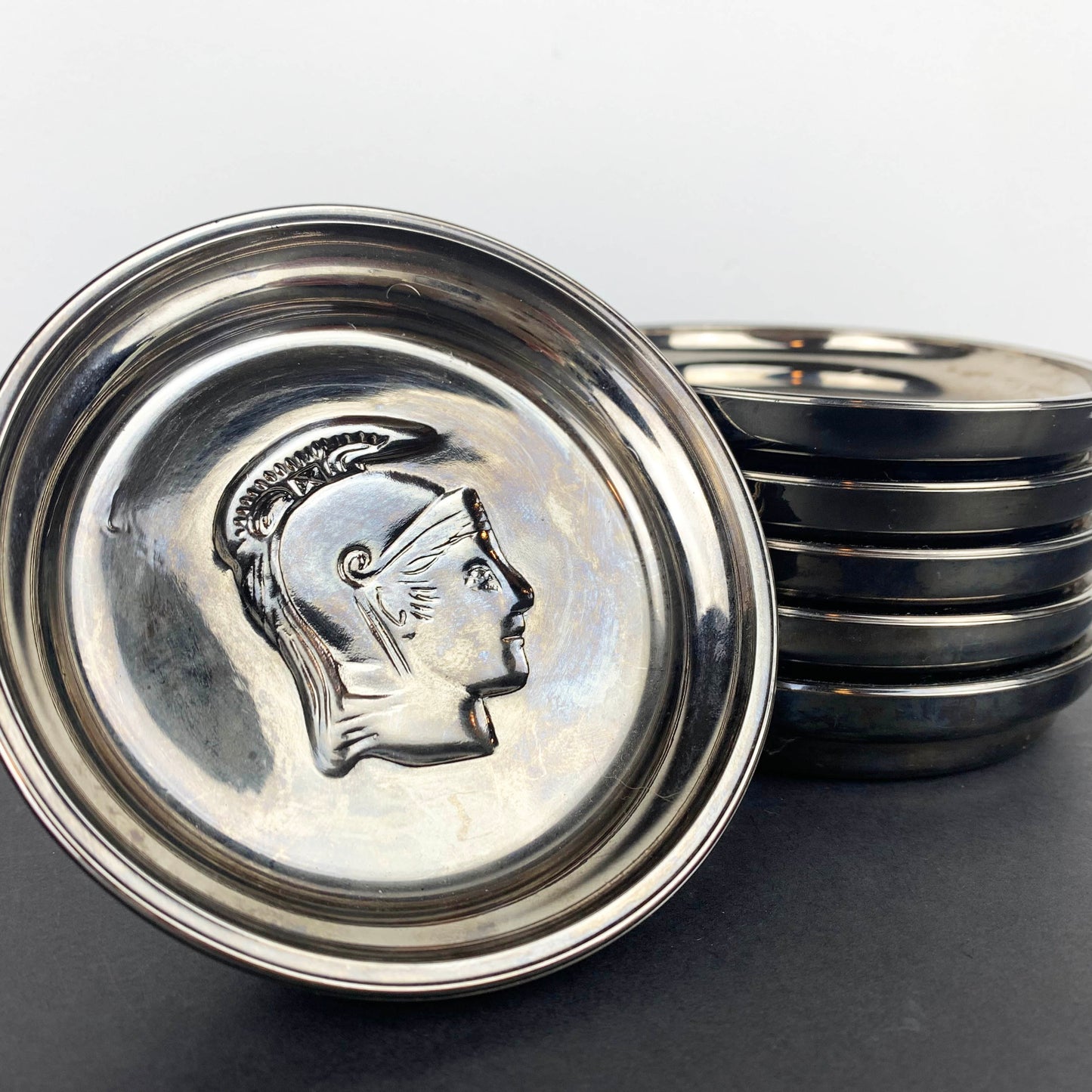 Mercury Glass Roman Coaster Set