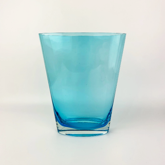 Azure Blue Elliptical Glass Vase