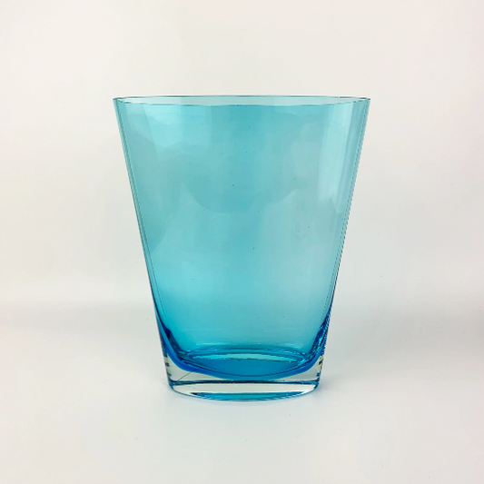 Azure Blue Elliptical Glass Vase