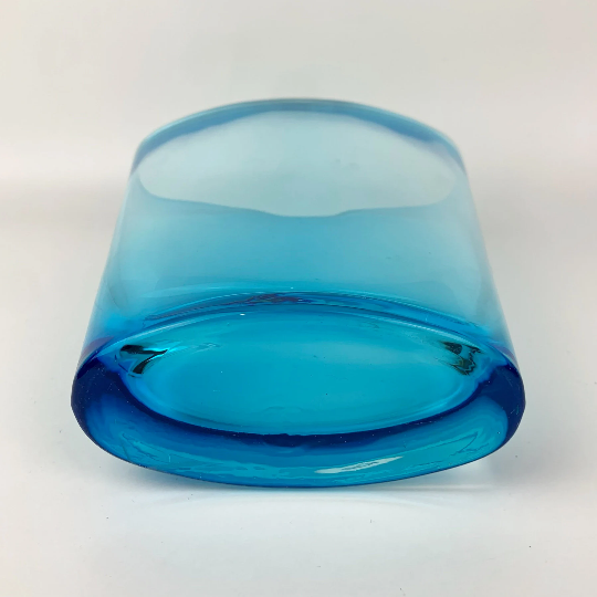 Azure Blue Elliptical Glass Vase
