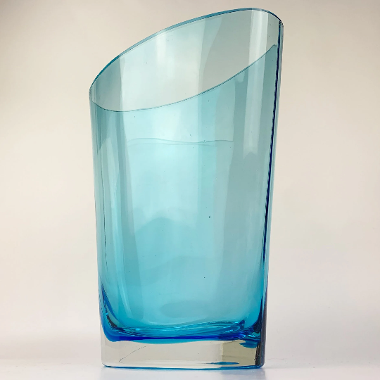 Azure Blue Elliptical Glass Vase