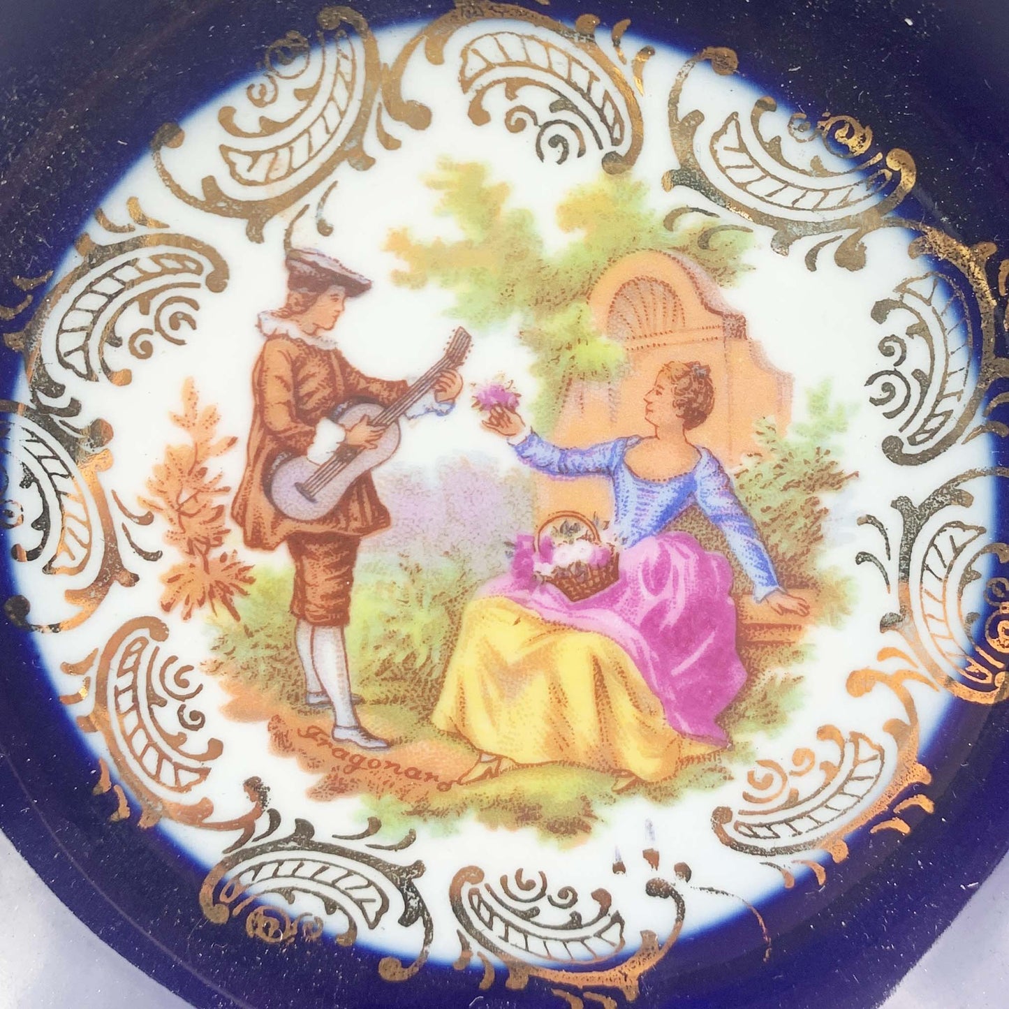 Limoges France Victorian Courting Couple Pin Dish