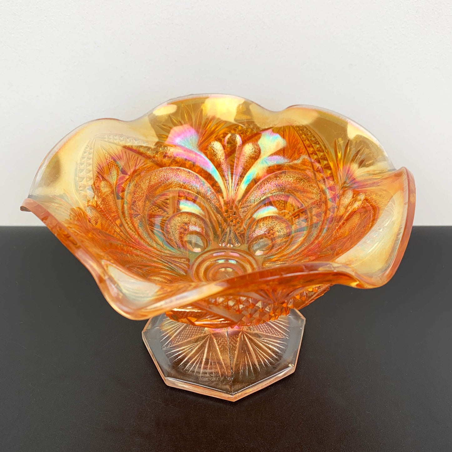 Imperial Glass Marigold Carnival Glass Compote