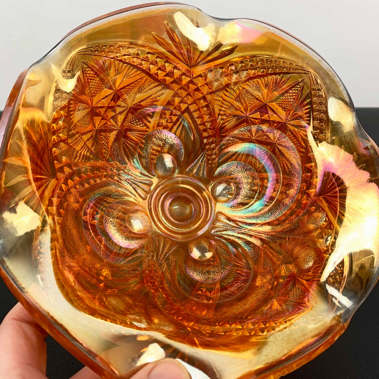 Imperial Glass Marigold Carnival Glass Compote