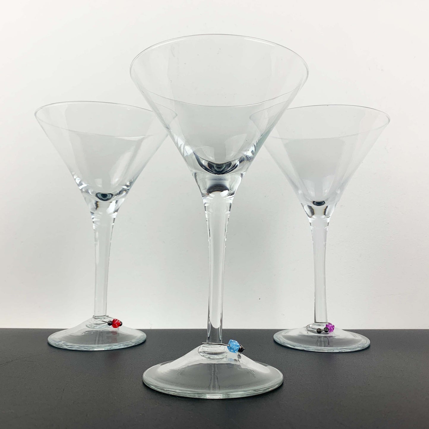 Martini Glass Set with Dice Charms