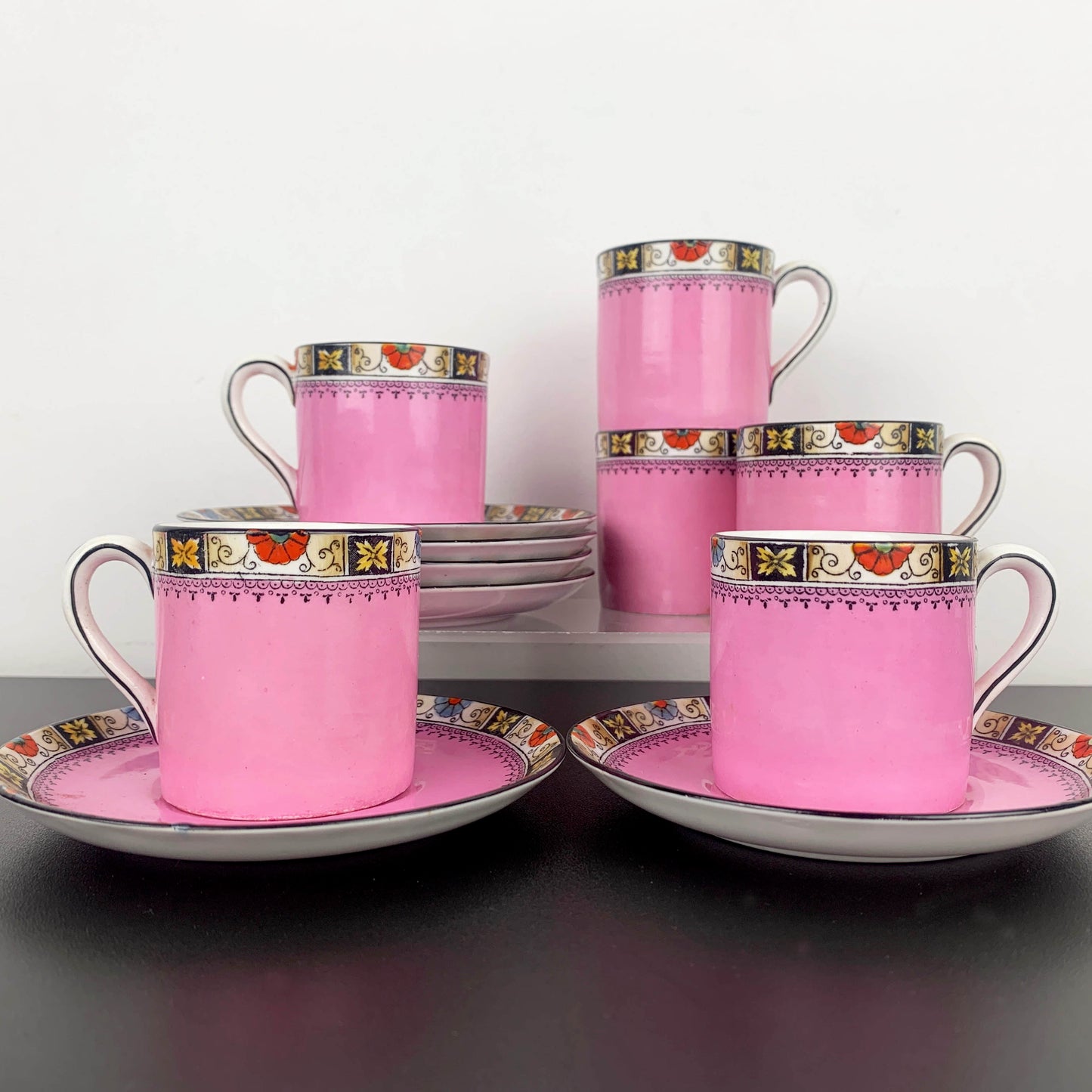 Mayer & Sherratt (Melba) Art Deco Pink Demitasse Duo