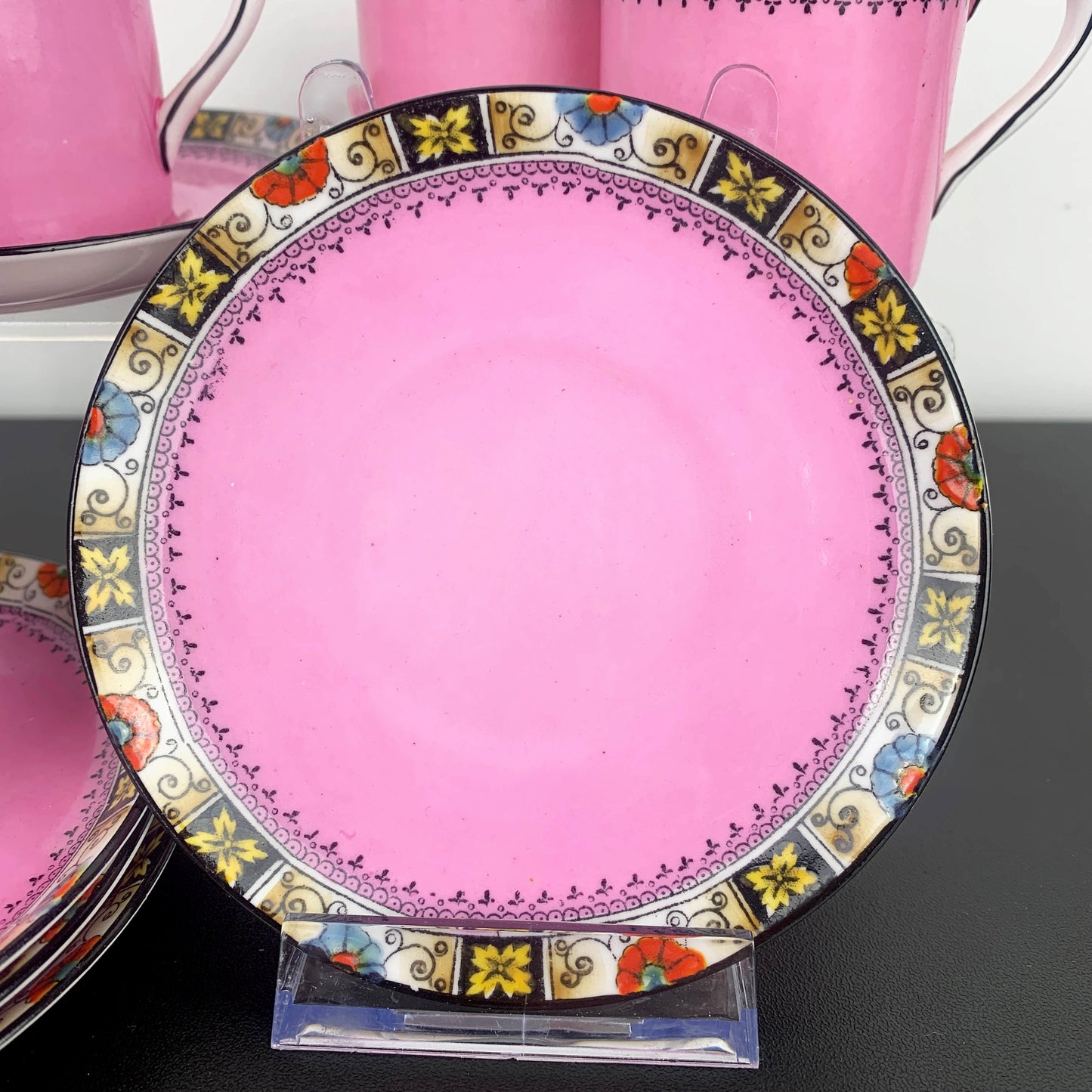 Mayer & Sherratt (Melba) Art Deco Pink Demitasse Duo - Set of 6