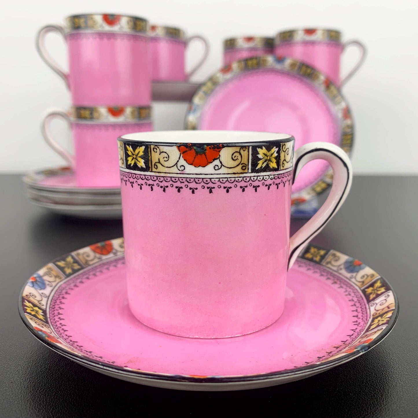 Mayer & Sherratt (Melba) Art Deco Pink Demitasse Duo - Set of 6