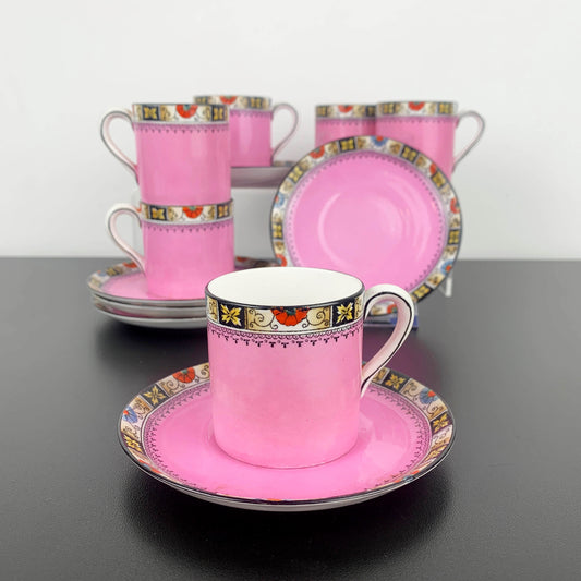 Mayer & Sherratt (Melba) Art Deco Pink Demitasse Duo - Set of 6