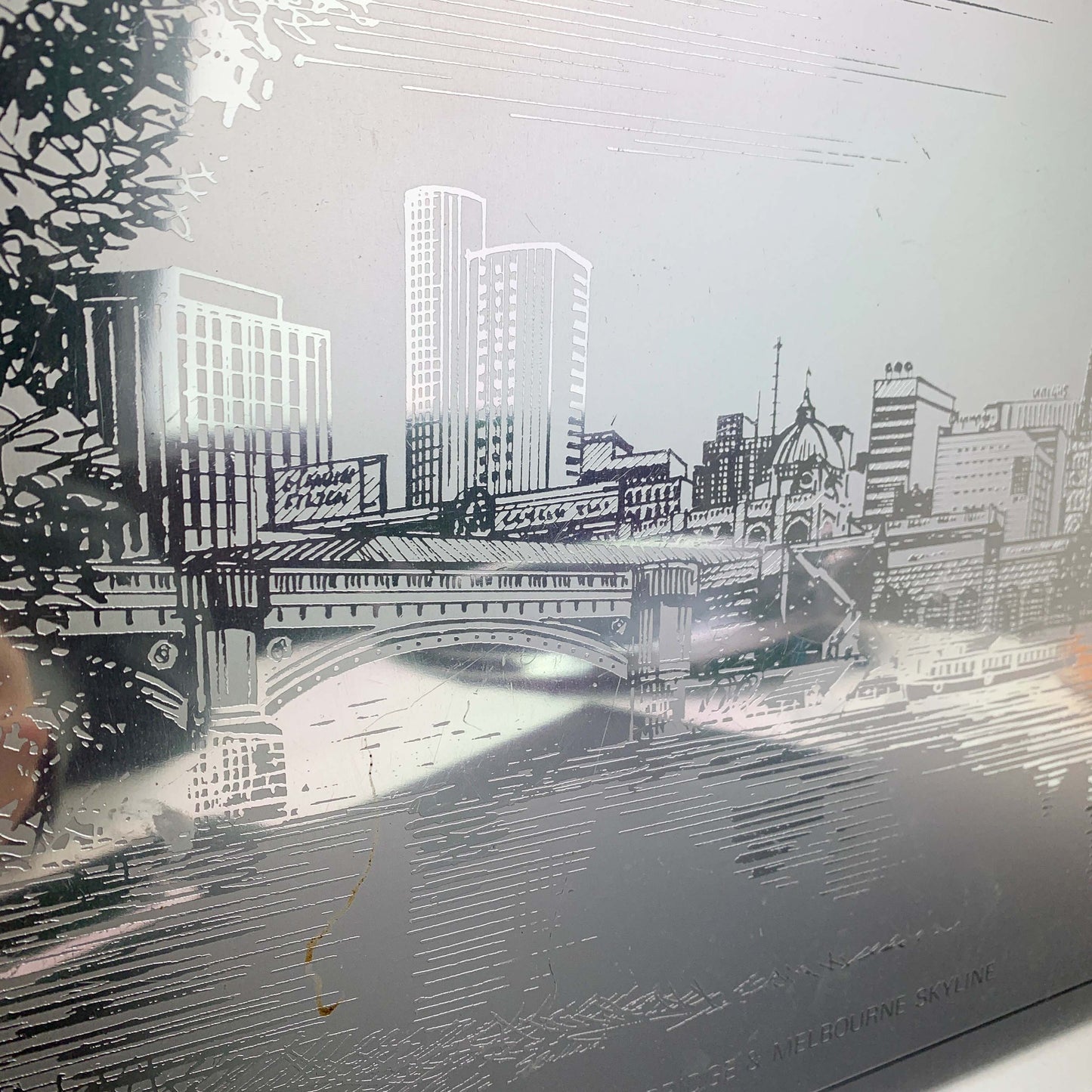 Engraved Melbourne Skyline Drinks Tray