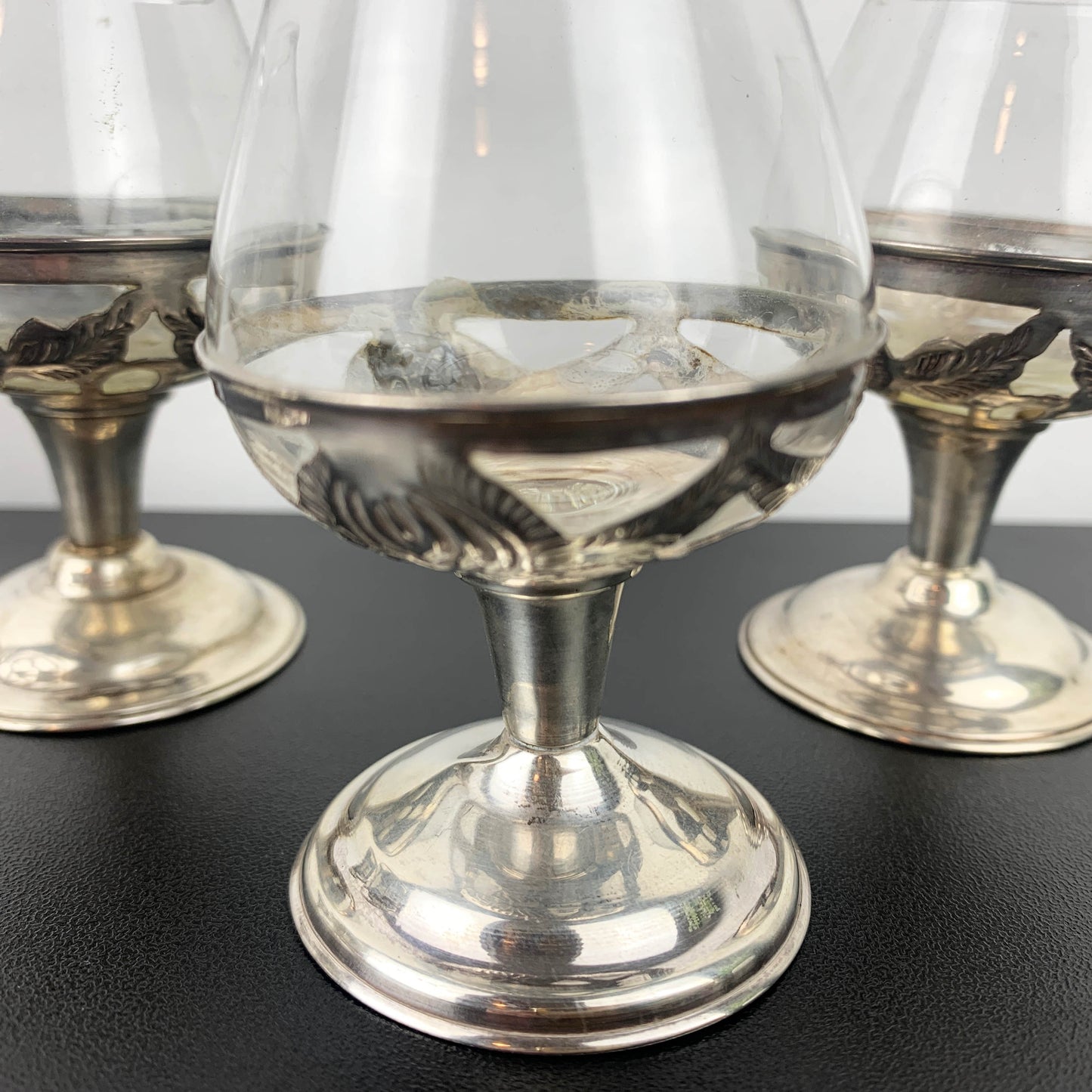 Mexican Sterling Silver 925 Miniature Stemmed Liqueur Glass Set