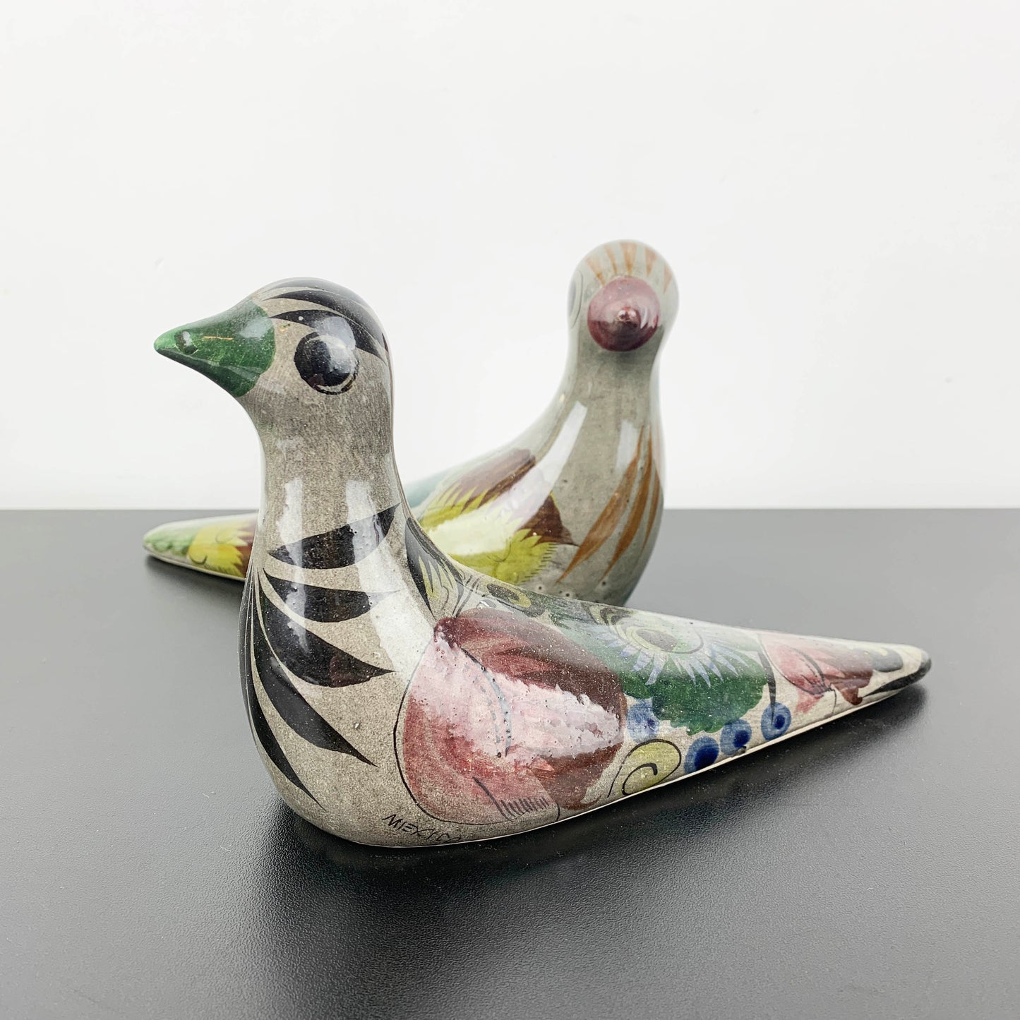 Tonala (Mexico) Pottery Folk Art Bird Figurines: Set of 2