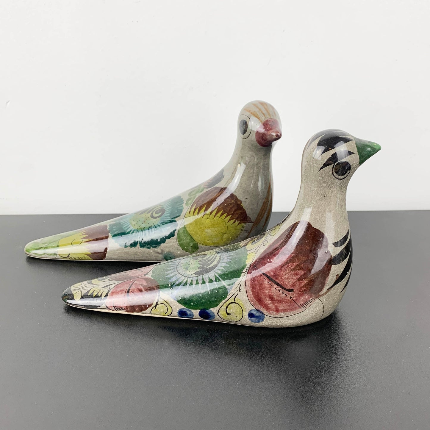Tonala (Mexico) Pottery Folk Art Bird Figurines: Set of 2