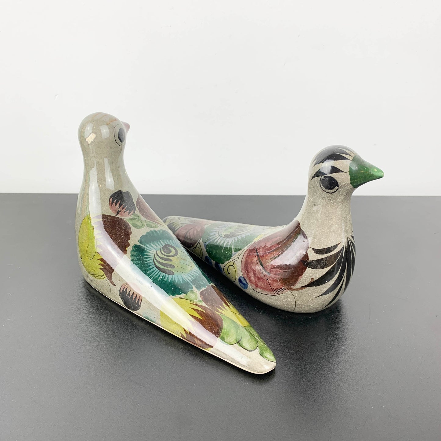 Tonala (Mexico) Pottery Folk Art Bird Figurines: Set of 2