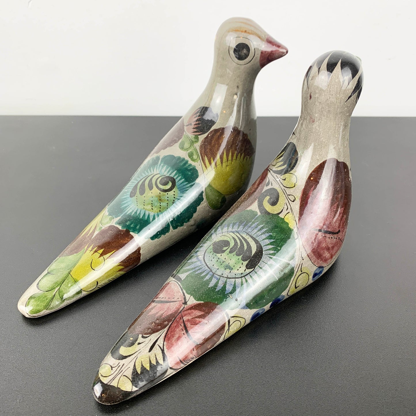 Tonala (Mexico) Pottery Folk Art Bird Figurines: Set of 2