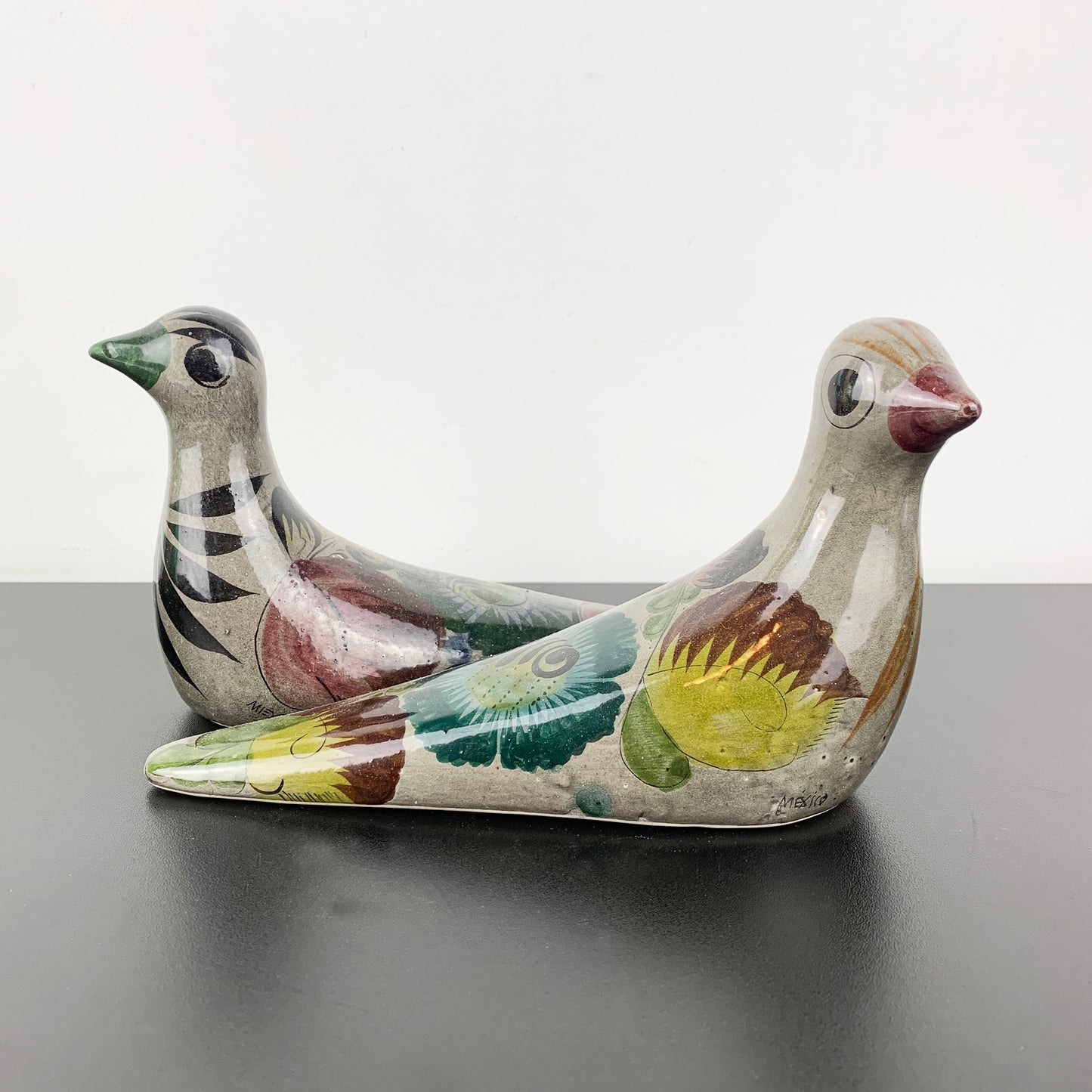 Tonala (Mexico) Pottery Folk Art Bird Figurines: Set of 2