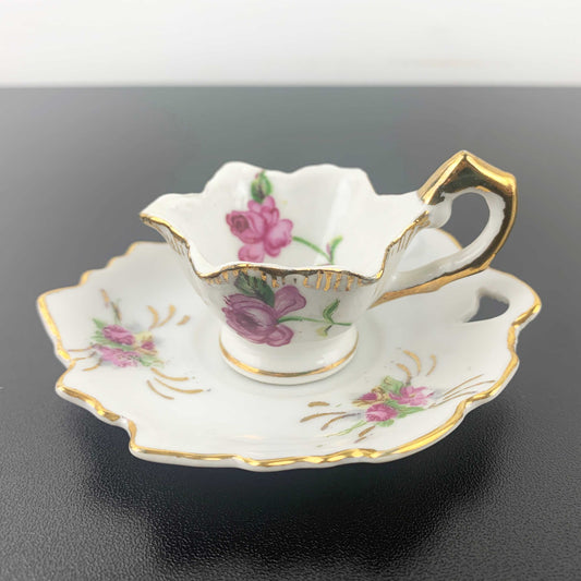 Miniature Rose Tea Cup and Saucer