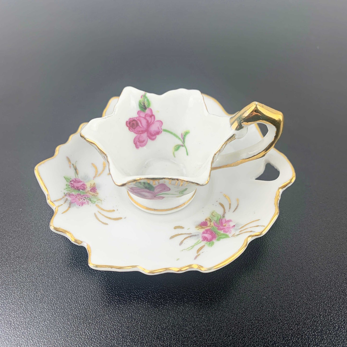 Miniature Rose Tea Cup and Saucer