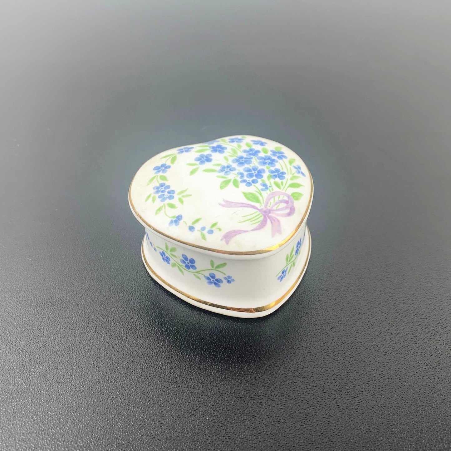 Falcon China 'Forget-Me-Not' Heart Shaped Trinket Box