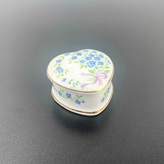 Falcon China 'Forget-Me-Not' Heart Shaped Trinket Box