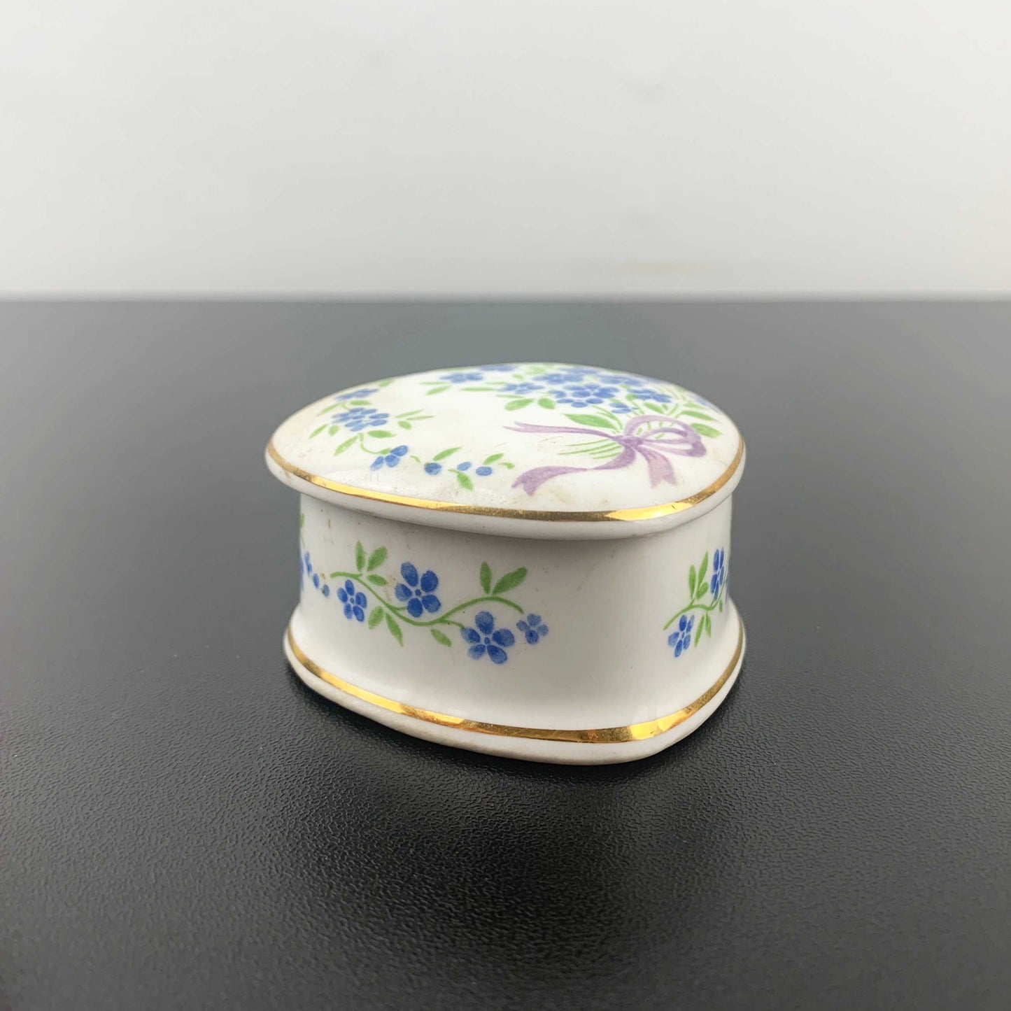 Falcon China 'Forget-Me-Not' Heart Shaped Trinket Box