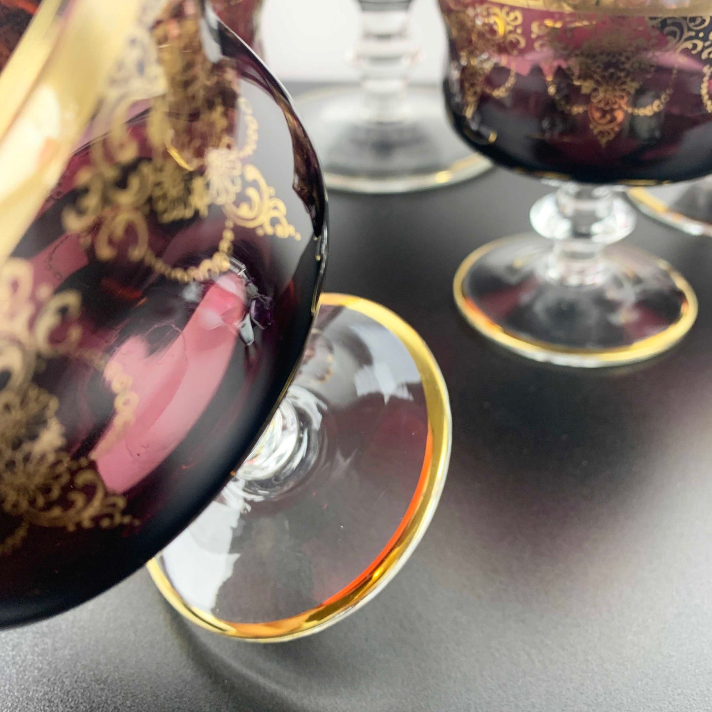 Murano Amethyst Glass Dessert Bowl Set