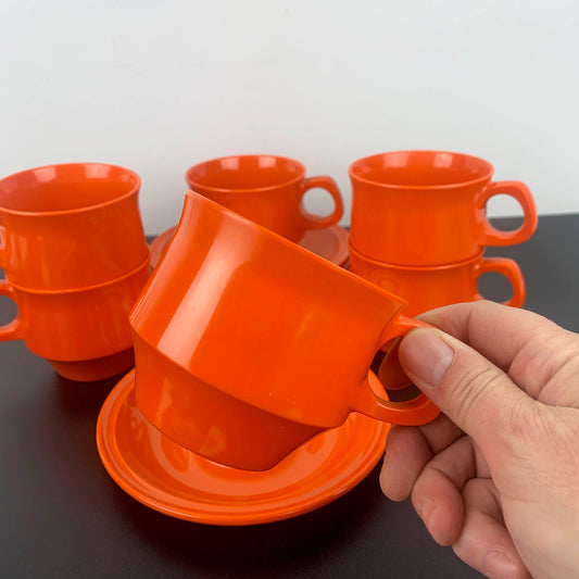 Nylex Australia Melamine Cup and Saucer Sets - Orange