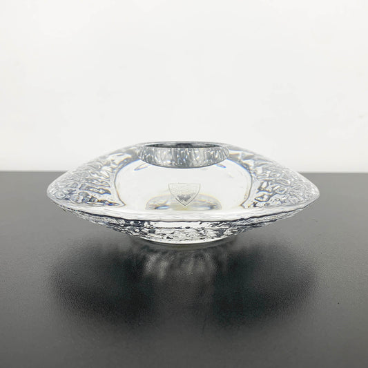 Orrefors Glass 'Discus' candle holder by Lars Hellsten