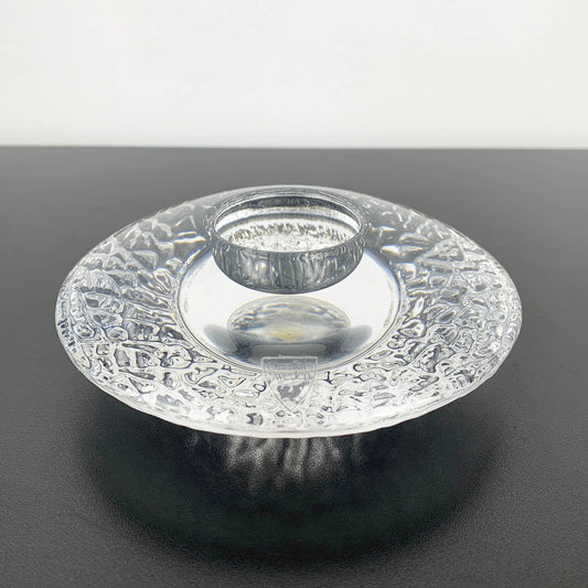 Orrefors Glass 'Discus' candle holder by Lars Hellsten
