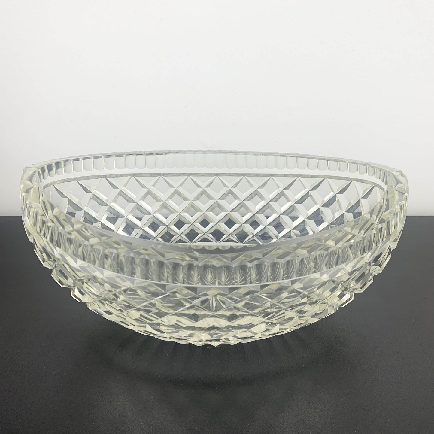 Crystal Elliptical Bowl with Thumbprint Rim